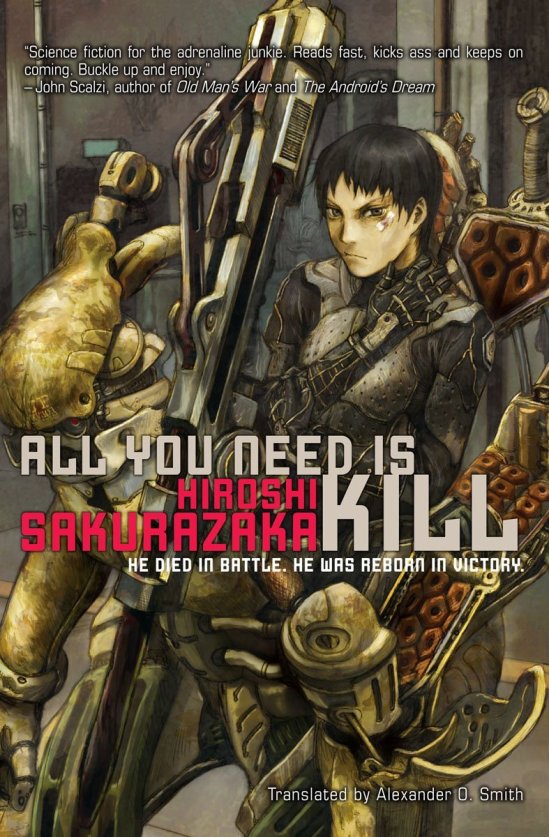 The cover to Japanese manga "All You Need is Kill" to which "Edge of Tomorrow" is adapted from.